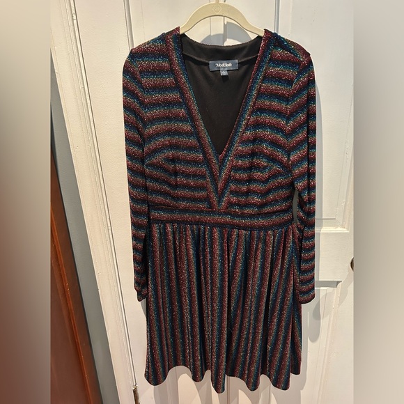 NWOT ModCloth All That Glitters V-Neck Dress Rainbow, Size L - Picture 3 of 5